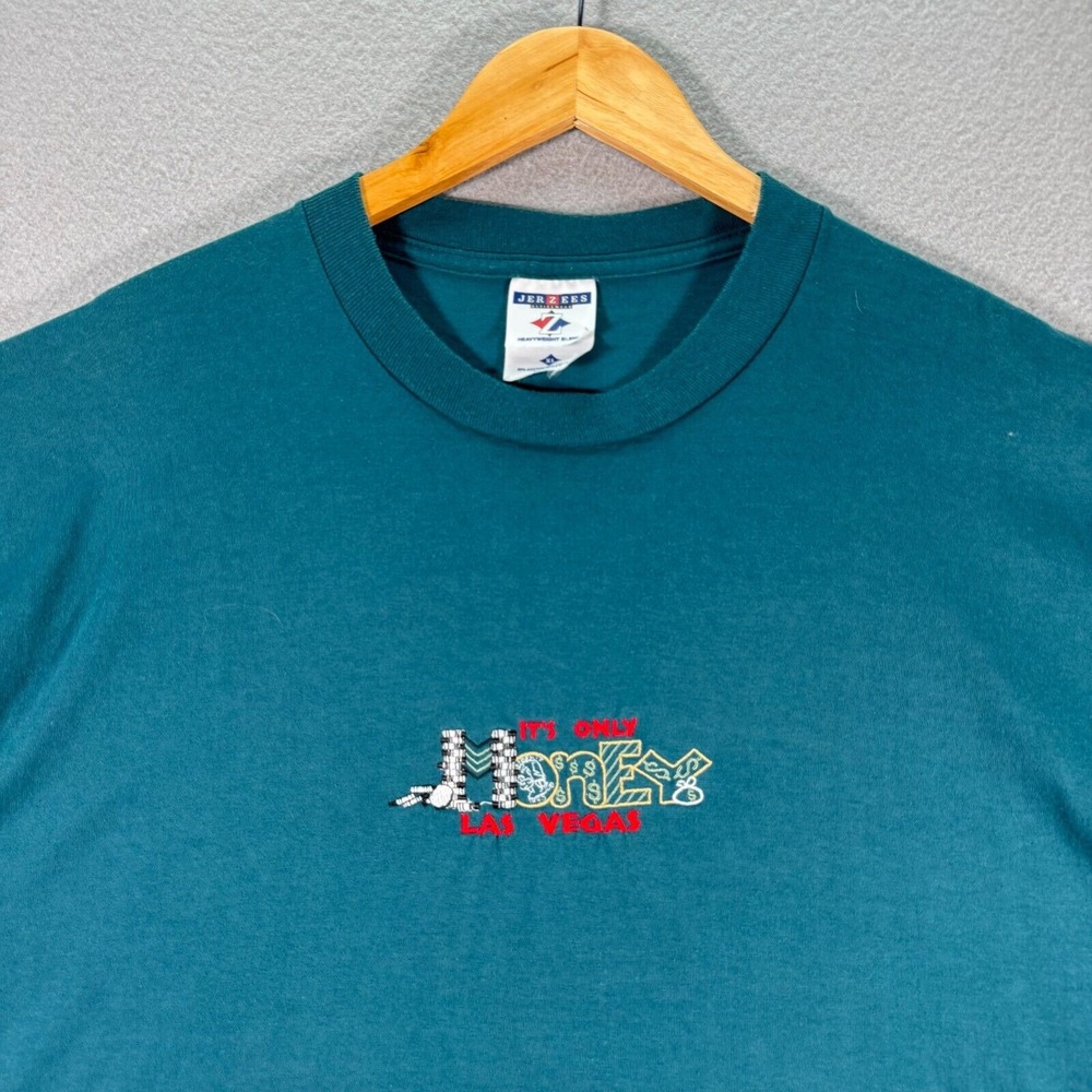 Vintage It's Only‎ Money Las Vegas T-Shirt Adult XL Blue Jerzees Gamble Casino - Picture 3 of 10